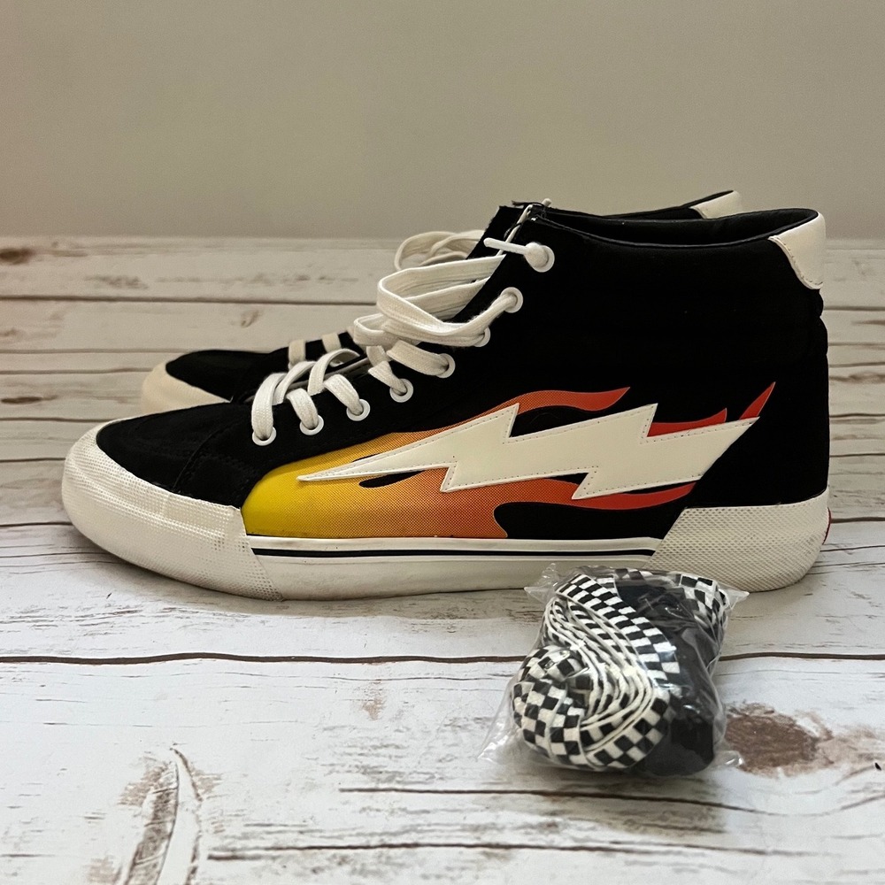 Revenge X Storm High Top Sneakers Black Flame Size 14